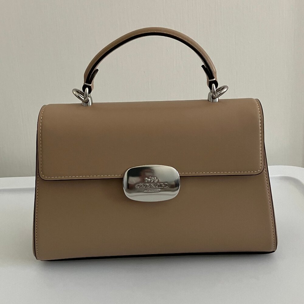 NWOT Coach Eliza Top Handle Bag in Smooth Leather/Silver/Taupe